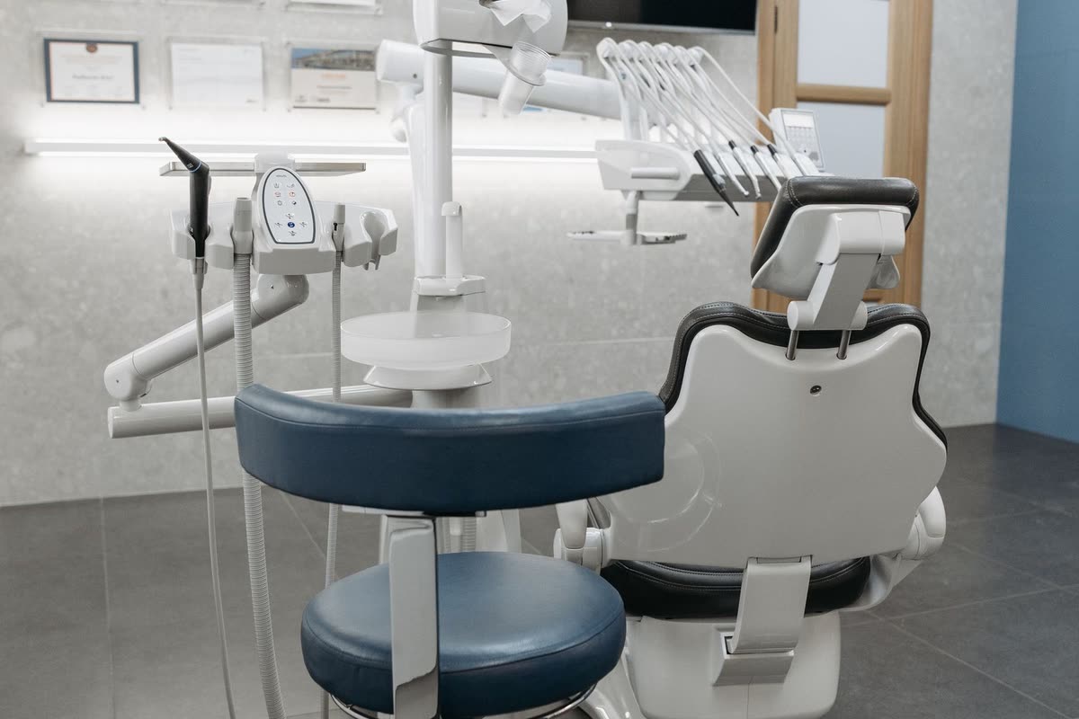 Bright dental treatment room used in the fictional Northline Dental concept